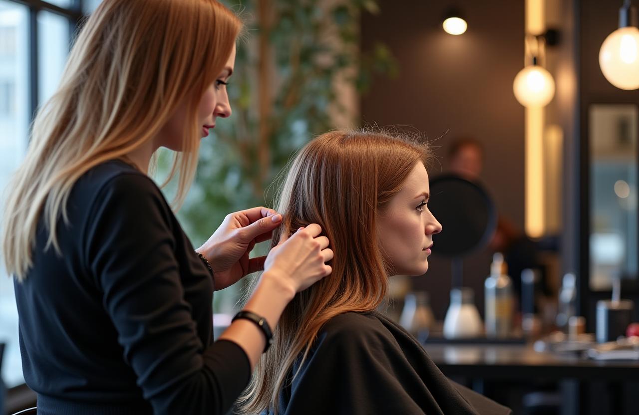 Professional stylist creating bespoke look at Edinburgh salon